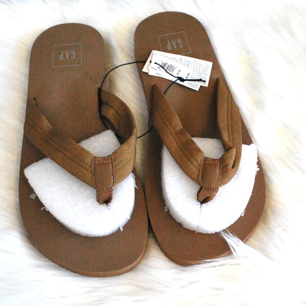 GAP Brown Rubber | Canvas Strap Flip Flops NWT 11/12